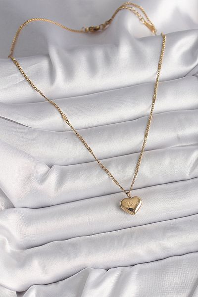 Moka Shopin Mokashopin 316L Steel Gold Color Chain Love Embroidered Heart Figure Women's Necklace