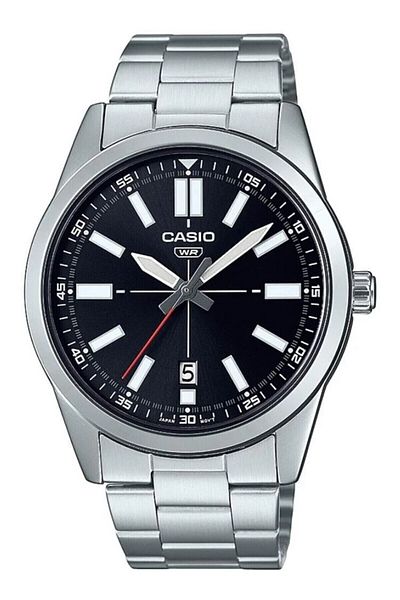 Casio Silver Color Men's Wristwatch with Black Cord