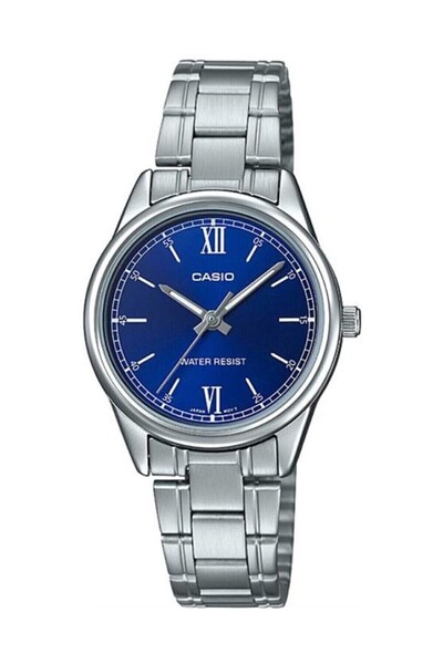 Casio Kadranı Lacivert Kordonu Gümüş Renk 24 Ay Garantili Kadın Kol Saati