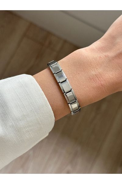 YOUES JEWELRY Unisex Mix - Italian Charm Letterless Stainless Steel Bracelet, Silver