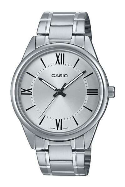 Casio ساعة يد رجالية فضية اللون