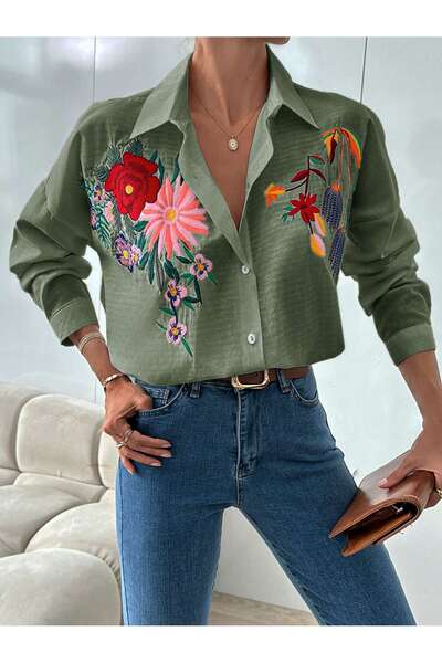 Basko fashion ΓΥΝΑΙΚΕΙΟ ΠΟΥΚΑΜΙΣΟ ΚΕΝΤΗΜΕΝΟ ΜΕ ΛΟΥΛΟΥΔΙΑ