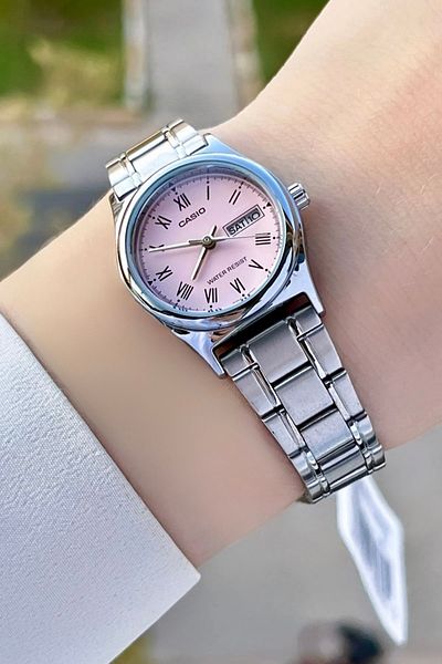 Casio Women's Pink Cordon Silver Color Calendar Wristwatch