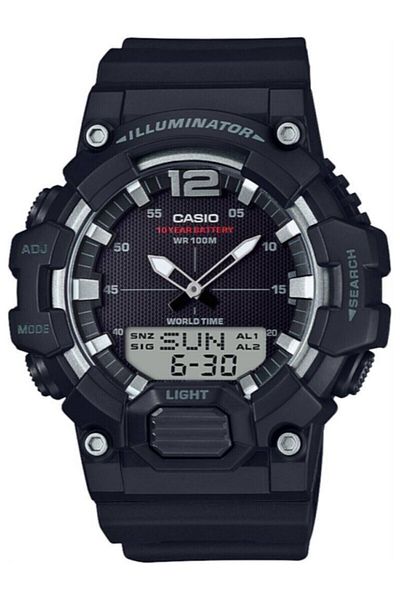 Casio Numerals Silver Cord Black Color Analog Digital Men's Wrist Watch