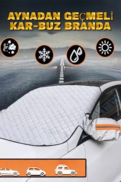 Mega Everest Ayna Korumalı Ön Cam Araç Kar Buz Brandası Su Kar Güneş Geçirmez