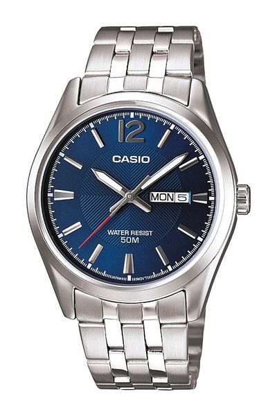Casio Silver Color Men's Wristwatch with Dark Blue Cord
