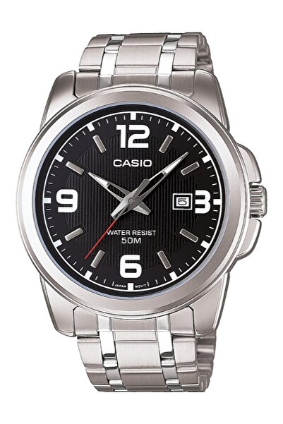 Casio Black Corodnu Silver Color Men's Wristwatch with Dial