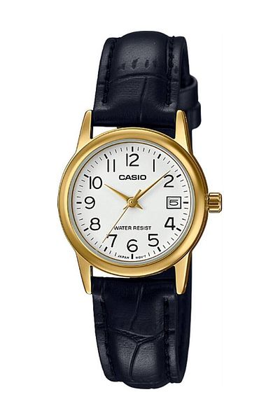Casio Case Gold Cord Black Color Calendar Women's Wristwatch