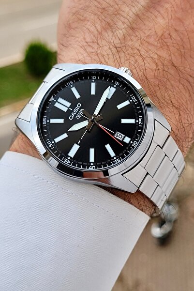 Casio Kadranı Siyah Kordonu Gümüş Renk Erkek Kol Saati