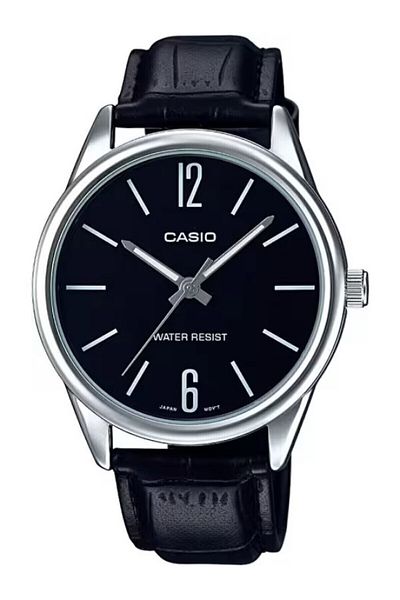 Casio Black Color Men's Wristwatch with Case Silver Cord and Dial
