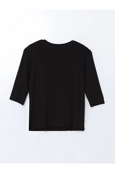 LC Waikiki Lcw Grace Black Crew Neck Rhinestone Women's Blouse