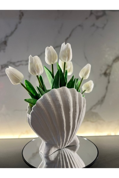 KMK İstiridye Vazo 18 CM (BOYANABİLİR VE ÇİÇEKLER SETE DAHİL DEĞİLDİR)