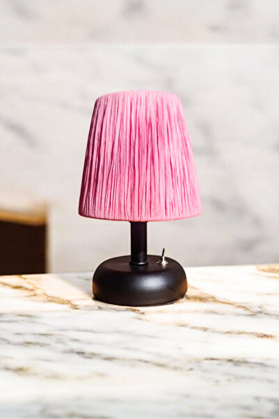 Bubihome Kablosuz Masa Lambası,  Pembe Abajur , Pilli Led Masa Lambası