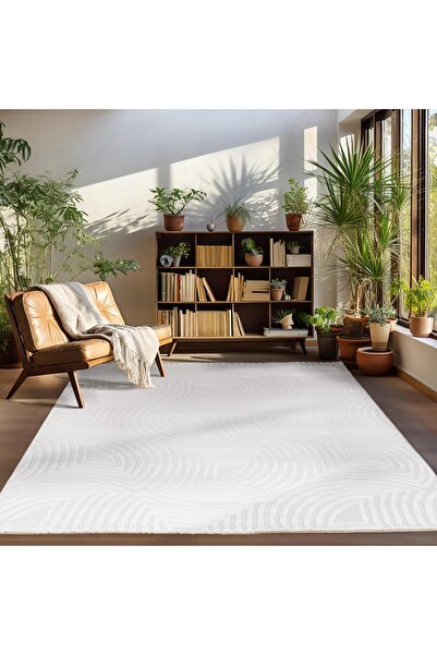 Pixel Motifli Krem Jüt Halı Oturma Odası Halısı, Yatak Odası Halısı, Koridor Yolluk Halısı