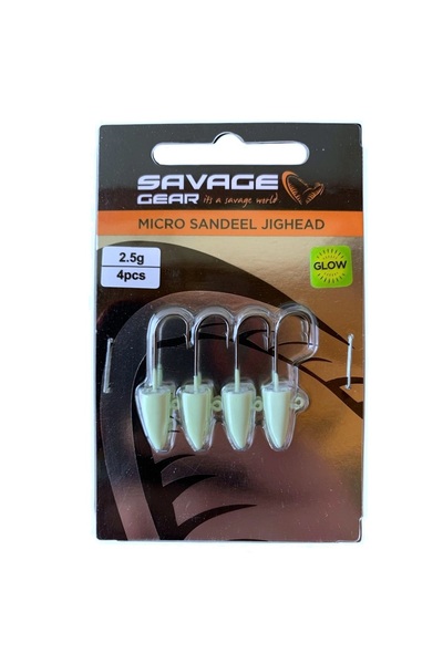 Savage Gear LRF Micro Sandeel Jighead Glow Zoka (4'lü Paket) 2.5gr