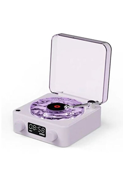 PREPARE Mini Nostalji Plak Görünüm Dekor Waves Bluetooth Işıklı Müzik Çalar Saat Tf Kart Aux Özellikli