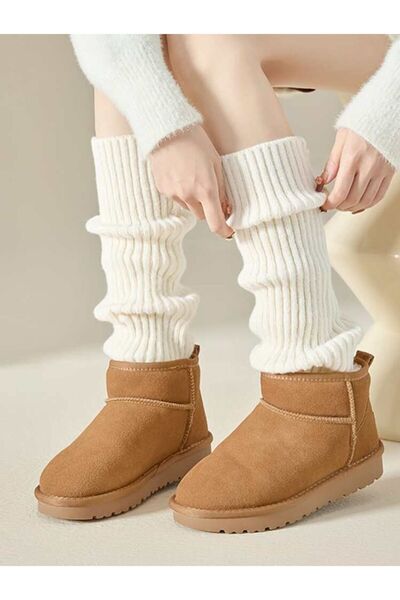 moda mh Premium Acrylic Knitwear - Leg Warmer Ecru Leggings Foot Warmer