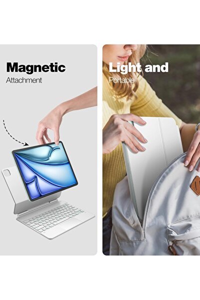 Fogy Ipad Air 11 4/5 Nesil M1/m2/m3 Uyumlu X7 Magic Keyboard Touchpad Işıklı Türkçe Q Klavyeli Kılıf