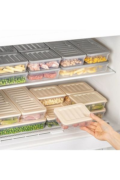 SAVLAR 4-Piece Refrigerator Organizer - Compatible with Freeze and Microwave, 1170 ml Cream Storage Container