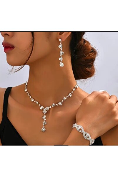 Handmade Düğün,Nişan,Parti Ziyafeti için takı seti-Küpe, bileklik,kolye set G...