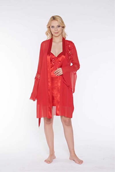 NAHAWND SET DE ROCHIE DE DIMINEATA DUBLA CU LACRIME DE SATEN