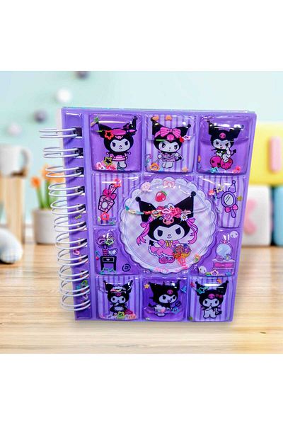 izmir yazici servis Kuromi Sticker Homework Notebook Glittery Water Sequin Homework Notebook 9X11 Cm. Notebook