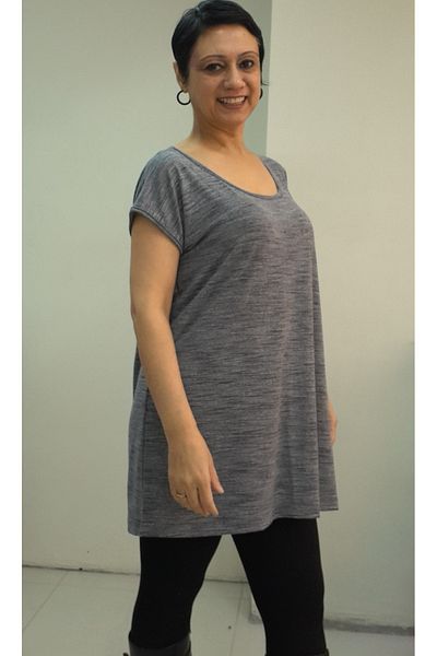 Mertcan Butik Coming Low Sleeve Combed Cotton Viscose T-Shirt with Smoked Size Whole