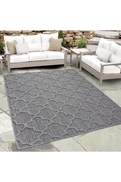Pixel Motifli Gri Halı Salon Halısı, Yolluk Mutfak, Dış Mekan Halısı