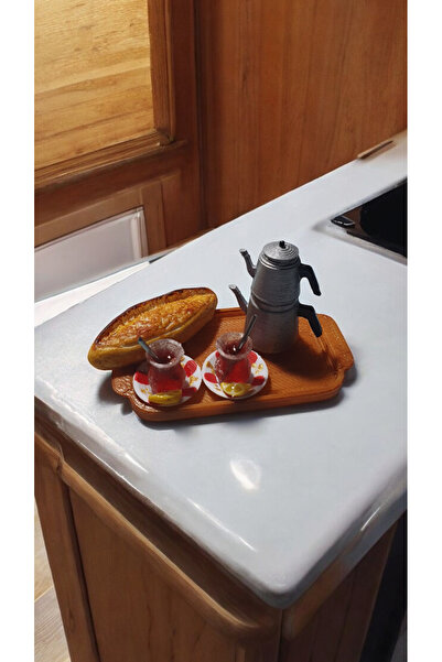 Minyatür Dünyam Minyatür Çay Saati Seti: Ekmek, 2 Adet Çay, Çay Tepsisi Ve Ça...