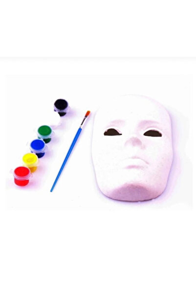 abnturk Maske Boyama Seti (1 Adet Karton Maske 6 Renk Akrilik Boya Ve Fırça) Boya Eğlen Öğren