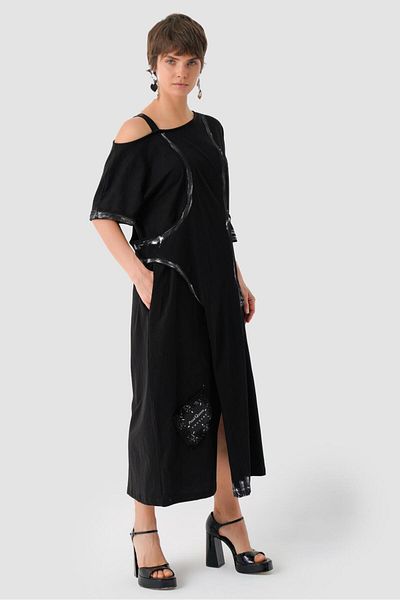 MARE BUTİK Low Sleeve Shoulder Open Long Style Dress