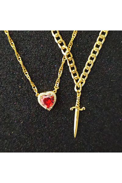 Reory Accessory Lover Necklace - Sword Heart Couple Necklace