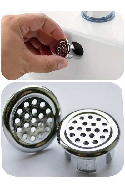 Mucha 2Pcs Chrome Kitchen Bathroom Sink Overflow Ring Drain Cover