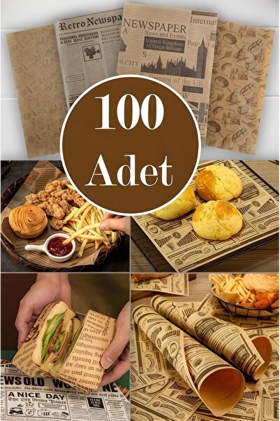 BRE HOME 100 Adet Kendinden Desenli Yağlı Kağıt | Vintage Gazete Desen Sunum ...