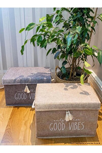 ellahomedekor Keçe Kapaklı Mini Kutu 35x24x24 Cm. Gri - Keçe