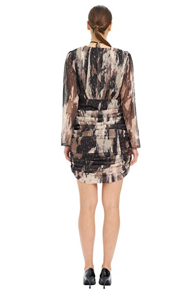 UTOPIAN V Yaka Drape Detaylı Mini Elbise