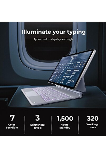 Fogy Apple İpad Pro 11 4.Nesil 2022 Uyumlu Magic Uyumlu Touchpad Işıklı Türkçe Q Klavyeli Kılıfı