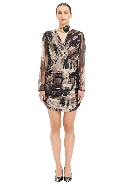 UTOPIAN V Yaka Drape Detaylı Mini Elbise