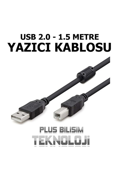 Plus Bilişim OEM Yazıcı Kablosu 1.5 Mt. USB 2.0 HP, Canon, Brother, Epson PC ile Yazıcı Arası Plus Bilişim