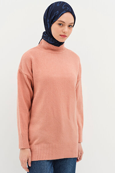 Tuğba Sıfır Yaka Triko Tunik - Gül Kurusu