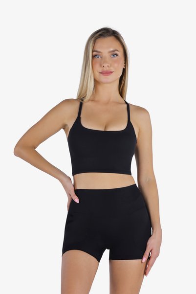 YesEco Women’s Black Activewear High-Support Padded Criss-Cross Sports Bra | Recycled Fabric |
