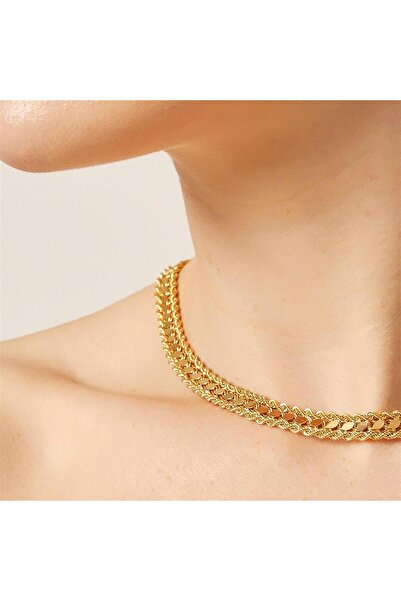 Dores Gold Pullu Halat Zincir Kolye 14 Ayar Altın