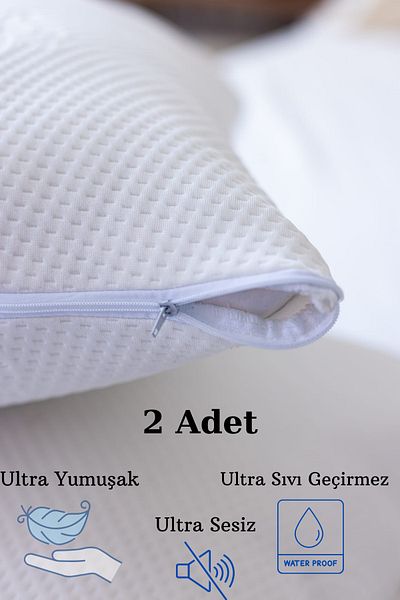 KAMİZ Liquid Proof Ultra Luxury Pillow Mattresses Ultra Soft Ultra Quiet 2 Pcs Ultra Luxury Pillow Mattresses