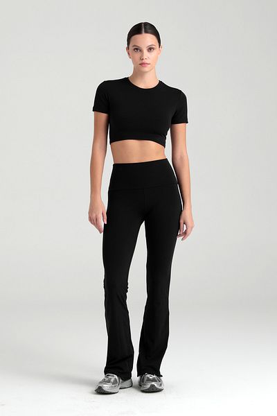 SHEISMONO High Waist Black Flared Leg Leggings - Comfort