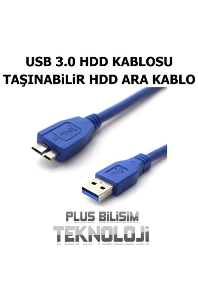 Plus Bilişim OEM Usb 3.0 Hdd Hardisk Kablosu, Taşınabilir HDD Kablosu, Data Kablosu 30cm Plus Bilişim