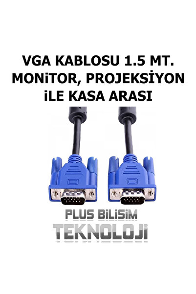 Plus Bilişim OEM Vga Kablosu Ekran, LCD, Monitor, Projeksiyon, Görüntü Kablosu VGA 1.5 Metre Plus Bilişim