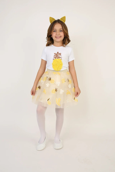 NOBLE STORE Κοριτσίστικο μπλουζάκι με μοτίβο ανανά Σετ φούστας 23 Απριλίου 29...