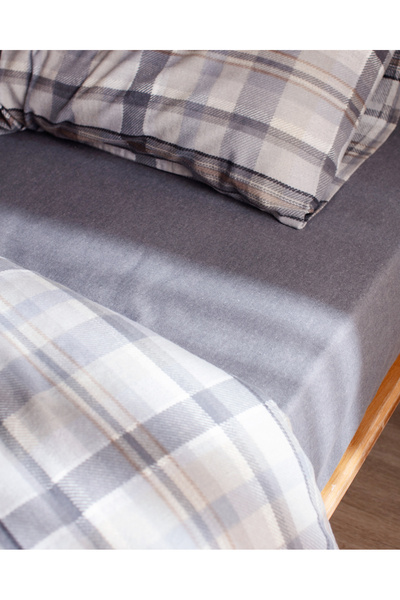 Madame Coco Tristan King Size 100% Cotton Flannel Bedding Set - Gray