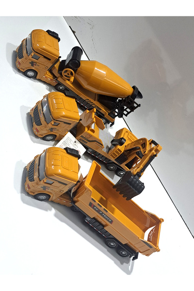 Ailenizin Oyuncakçısı 3 OYUNCAK SÜRTMELİ KIRILMAZ İŞ MAKİNASI KEPÇELİ TIR MİKSER KAMYON  24X13CM KAFA DÖNER HAREKETLİ