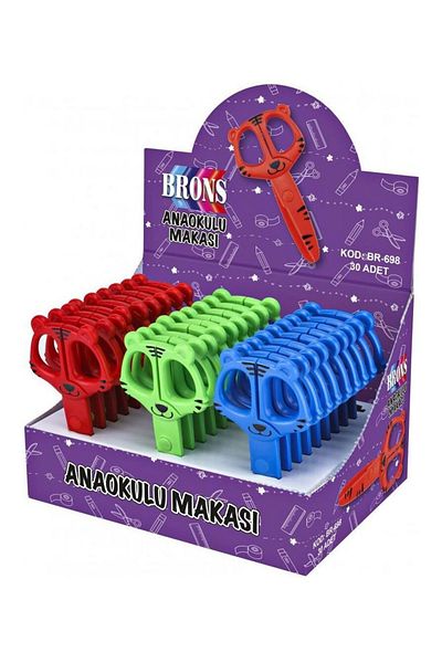 Modellino Child Proof Metal Free Panda Shaped Bronze Kindergarten Scissors - Red